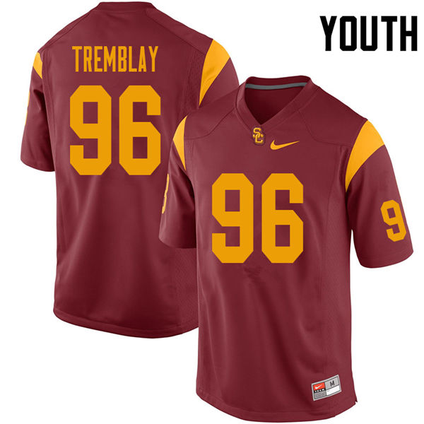 Youth #96 Caleb Tremblay USC Trojans College Football Jerseys Sale-Cardinal